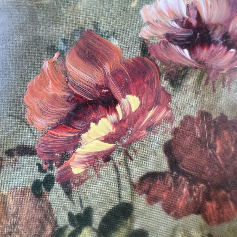 Quadro Antico Dipinto a olio firmato natura morta con fiori cornice oro ovale Quadri