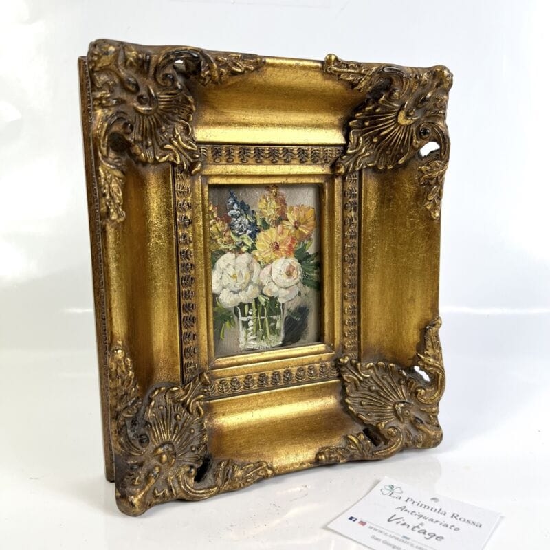 Quadro antico dipinto a olio su tavola quadretto cornice oro stile barocco 900 Quadri
