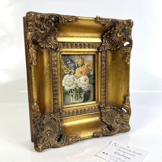 Quadro antico dipinto a olio su tavola quadretto cornice oro stile barocco 900 Quadri
