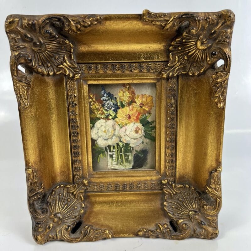 Quadro antico dipinto a olio su tavola quadretto cornice oro stile barocco 900 Quadri