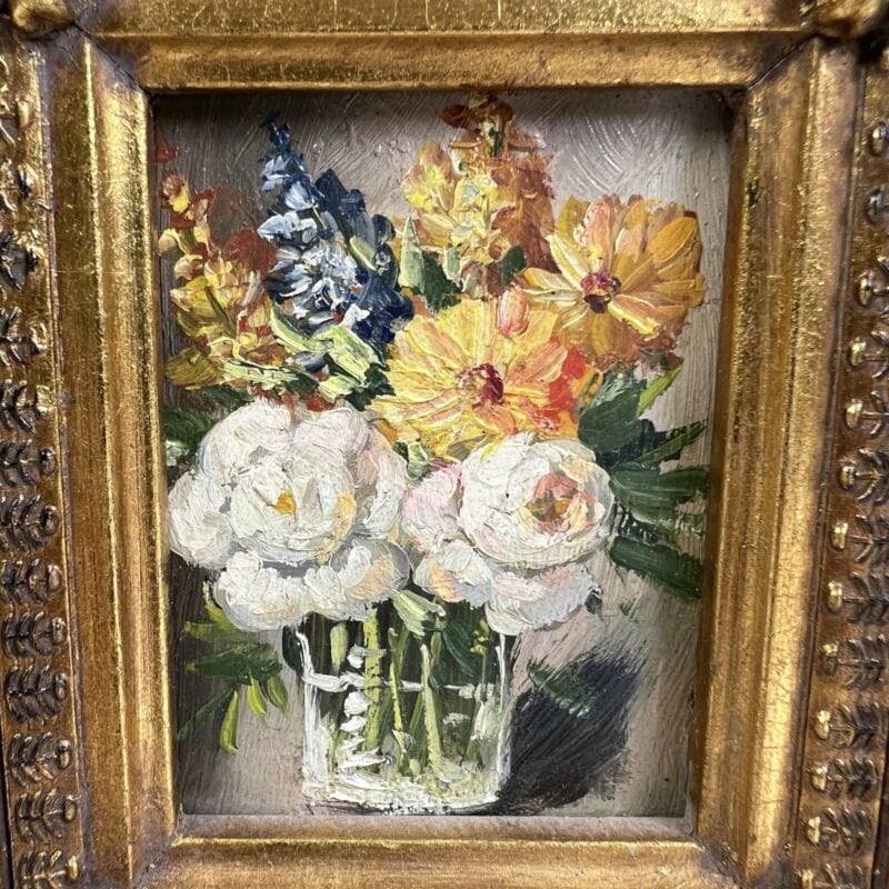 Quadro antico dipinto a olio su tavola quadretto cornice oro stile barocco 900 Quadri
