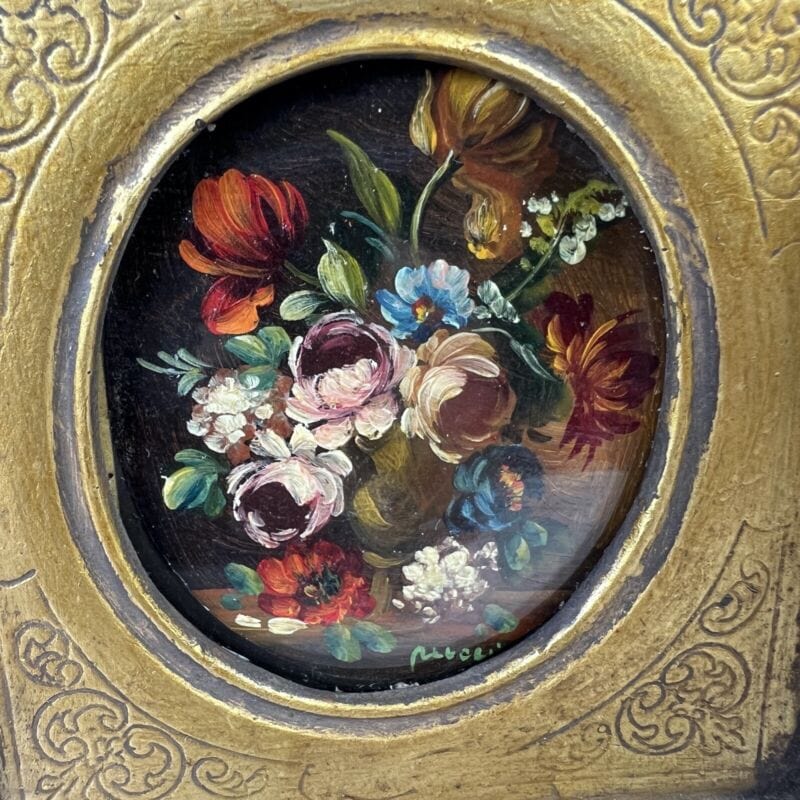 Quadro antico dipinto a olio su tavola quadretto cornice oro stile barocco 900 Quadri