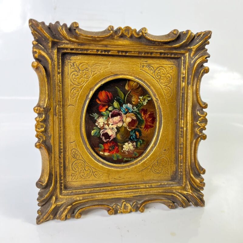 Quadro antico dipinto a olio su tavola quadretto cornice oro stile barocco 900 Quadri