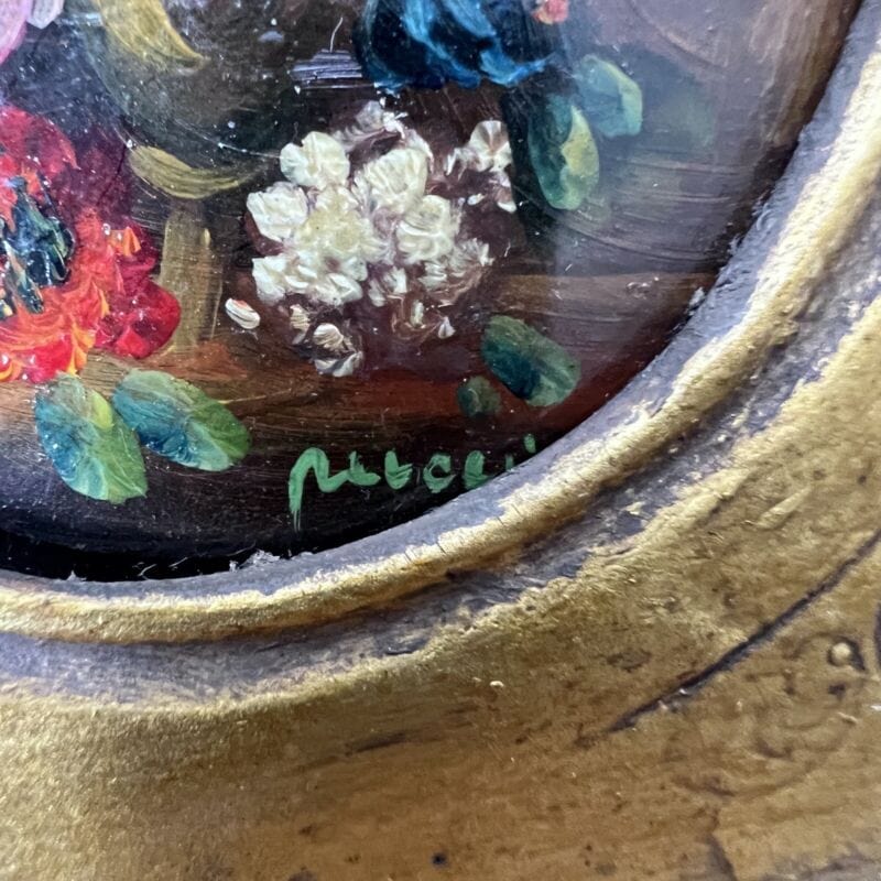 Quadro antico dipinto a olio su tavola quadretto cornice oro stile barocco 900 Quadri