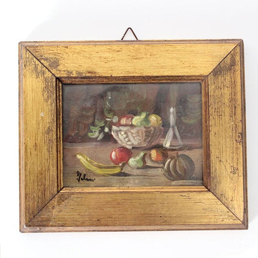 Quadro dipinto a olio natura morta coppia di quadretti stile antico con cornice Quadri