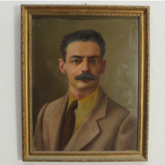 Quadro dipinto Ritratto antico uomo olio su tavola in legno con cornice signore Stampe e Incisioni