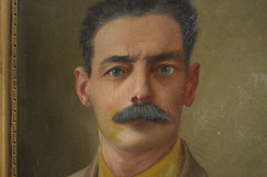 Quadro dipinto Ritratto antico uomo olio su tavola in legno con cornice signore Stampe e Incisioni