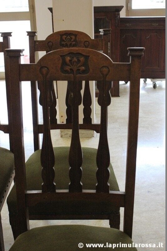 QUATTRO SEDIE D'EPOCA IN LEGNO MASSELLO STILE ART NOUVEAU - SEDIA D'EPOCA ROVERE Arredamento