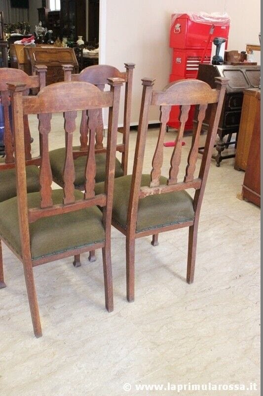 QUATTRO SEDIE D'EPOCA IN LEGNO MASSELLO STILE ART NOUVEAU - SEDIA D'EPOCA ROVERE Arredamento
