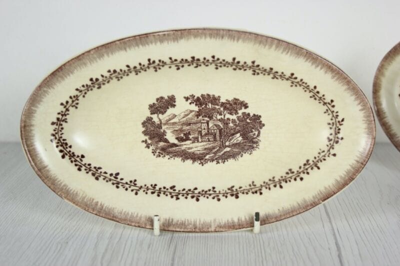 Richard Ginori coppia piatti antichi ovali servizio in ceramica S. Cristoforo Ceramiche e Porcellane