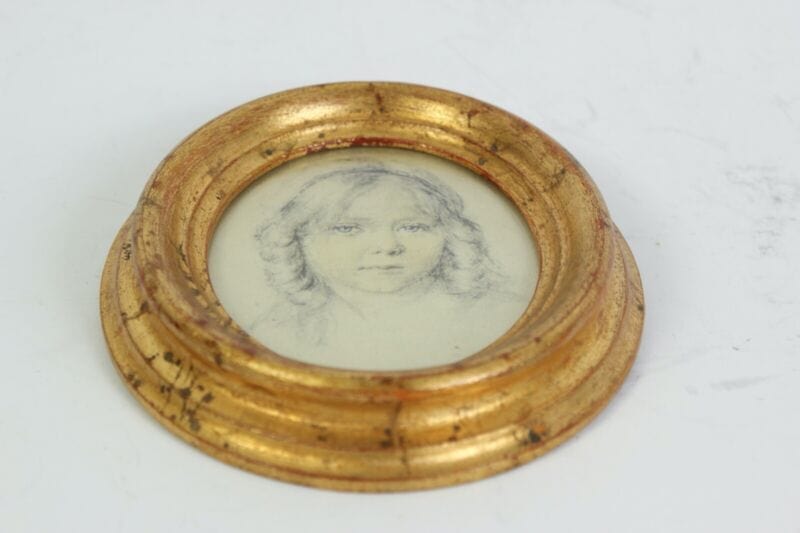 Ritratto miniatura antico di donna bambina  quadro quadretto ovale oro vintage Quadri