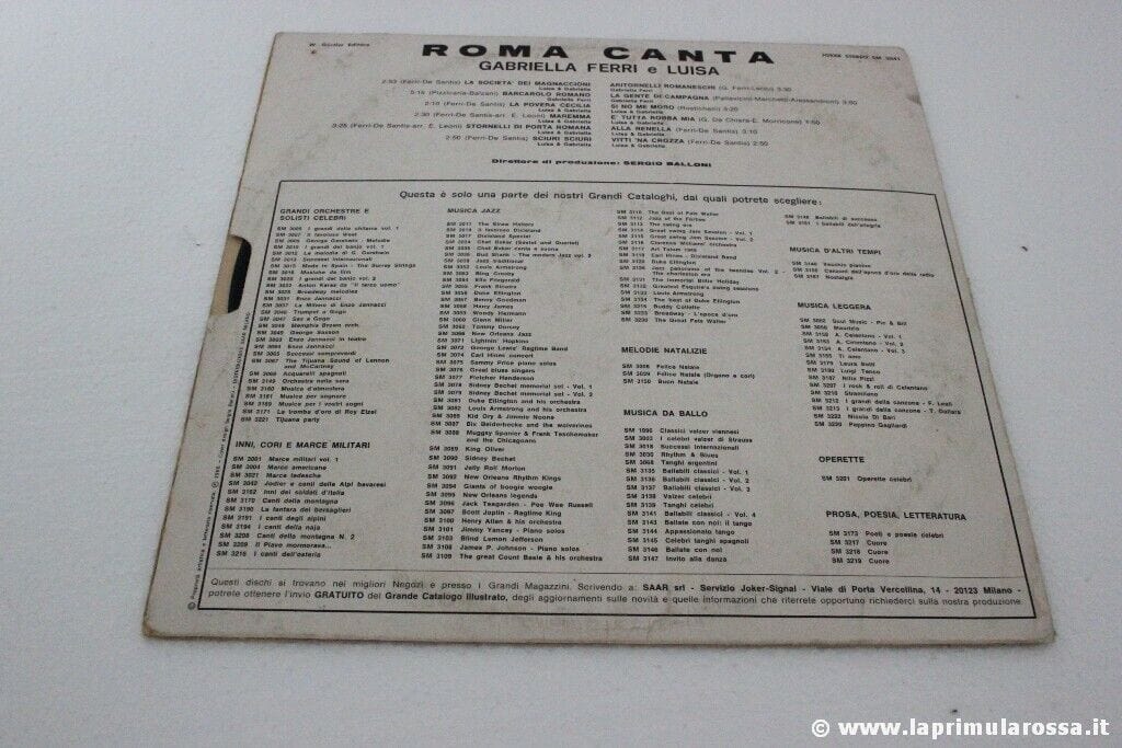ROMA CANTA GABRIELLA FERRI LP 33 GIRI VINILE VINTAGE ANNO 1969 JOKER SM 3041 A Dischi in Vinile