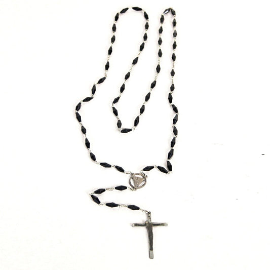 ROSARIO ANTICO COLLANA VINTAGE ARGENTO CROCIFISSO CATTOLICO DEAN STERLING DONNA Oggetti sacri - rosari