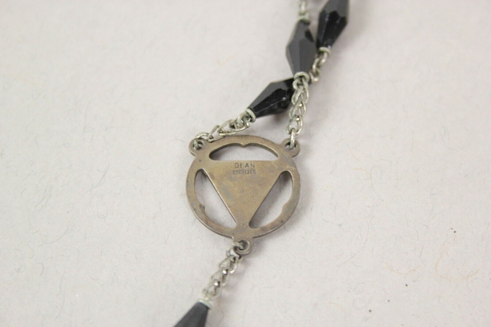 ROSARIO ANTICO COLLANA VINTAGE ARGENTO CROCIFISSO CATTOLICO DEAN STERLING DONNA Oggetti sacri - rosari