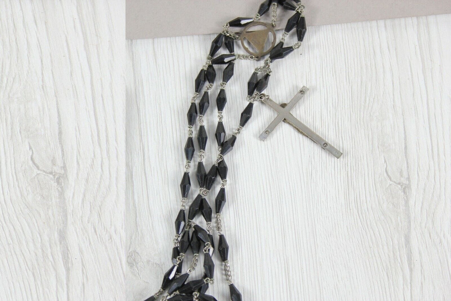 ROSARIO ANTICO COLLANA VINTAGE ARGENTO CROCIFISSO CATTOLICO DEAN STERLING DONNA Oggetti sacri - rosari