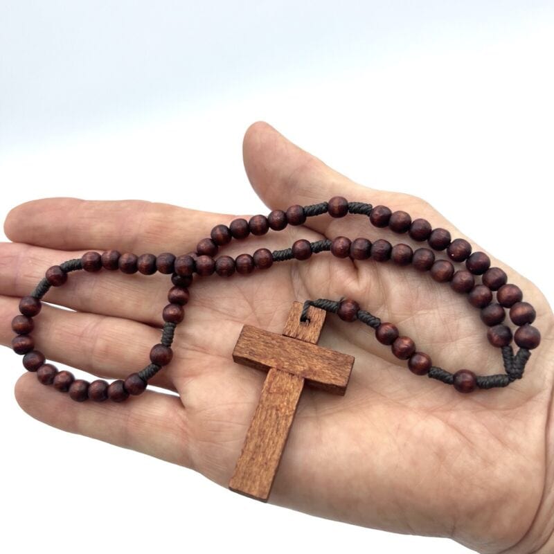 Rosario francescano in di legno vintage crocifisso collana simbolo della pace Oggetti sacri - rosari
