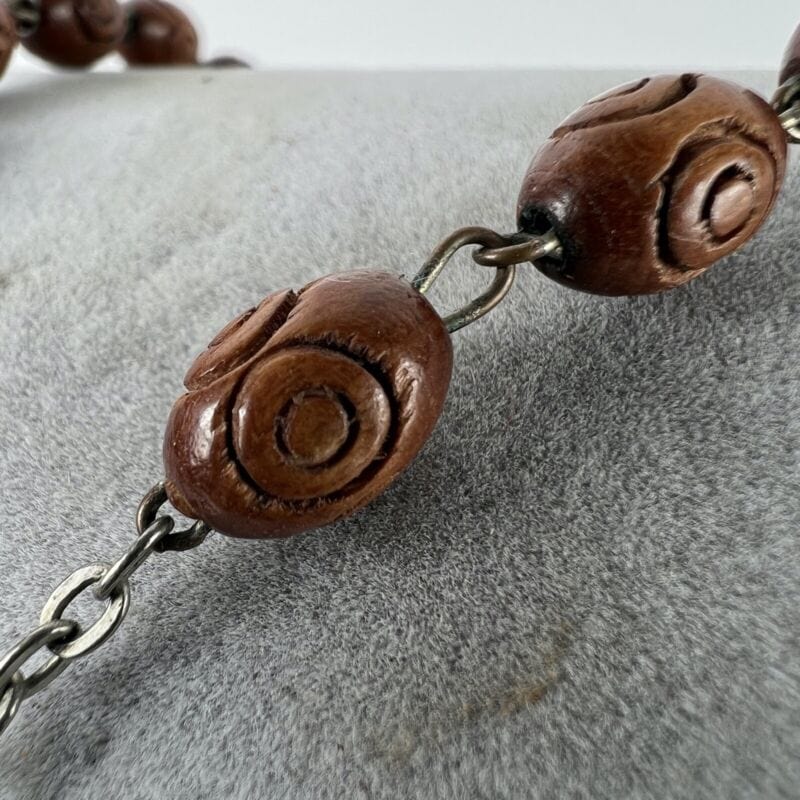 Rosario Papa Giovanni Paolo II in legno vintage crocifisso collana cattolica Oggetti sacri - rosari