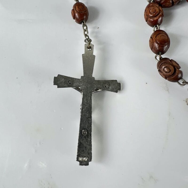 Rosario Papa Giovanni Paolo II in legno vintage crocifisso collana cattolica Oggetti sacri - rosari