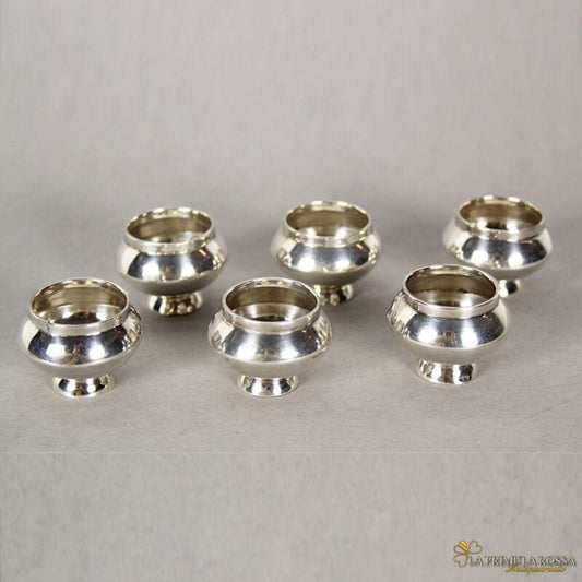 Saliera in argento antico set sei saliere sterling silver individuali da tavola Sheffield & Argento