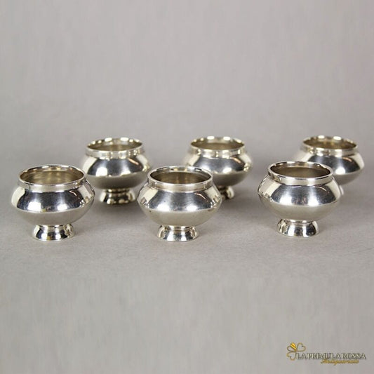 Saliera in argento antico set sei saliere sterling silver individuali da tavola Sheffield & Argento