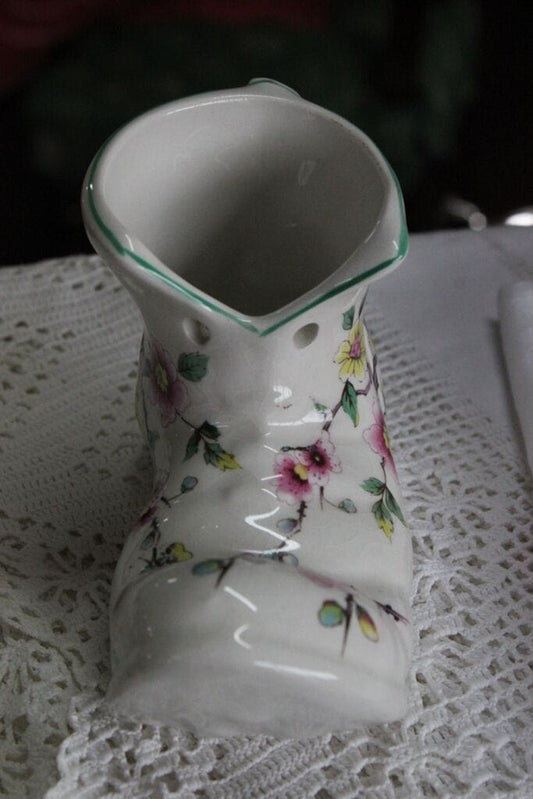 SCARPA VINTAGE IN MINIATURA CERAMICA /OLD FOLEY CHINA BOOT CHINESE ROSE Ceramiche e Porcellane