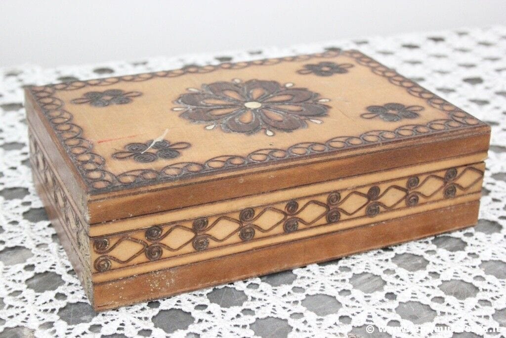 SCATOLA D'EPOCA IN LEGNO 18 x 11 - PORTAOGGETTI  - VINTAGE WOODEN BOX Scatole in legno