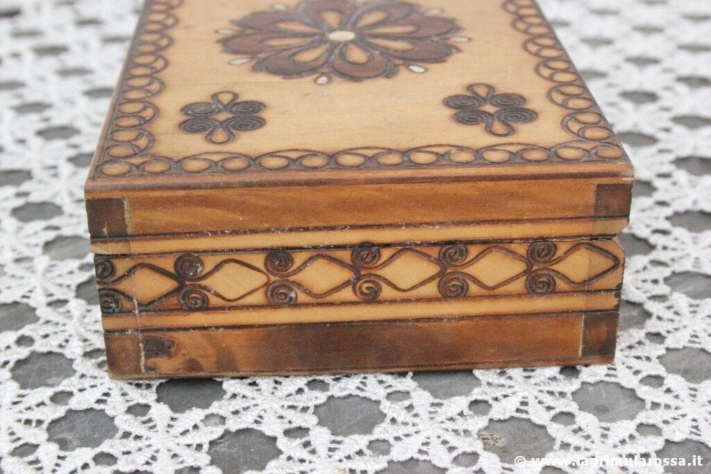 SCATOLA D'EPOCA IN LEGNO 18 x 11 - PORTAOGGETTI  - VINTAGE WOODEN BOX Scatole in legno