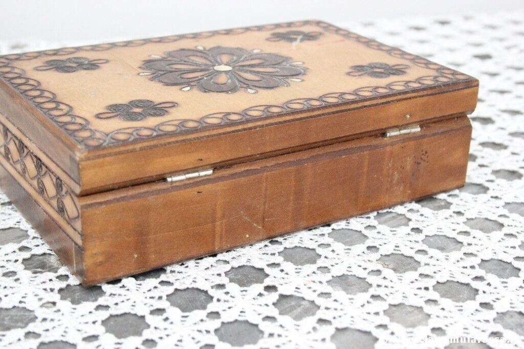 SCATOLA D'EPOCA IN LEGNO 18 x 11 - PORTAOGGETTI  - VINTAGE WOODEN BOX Scatole in legno