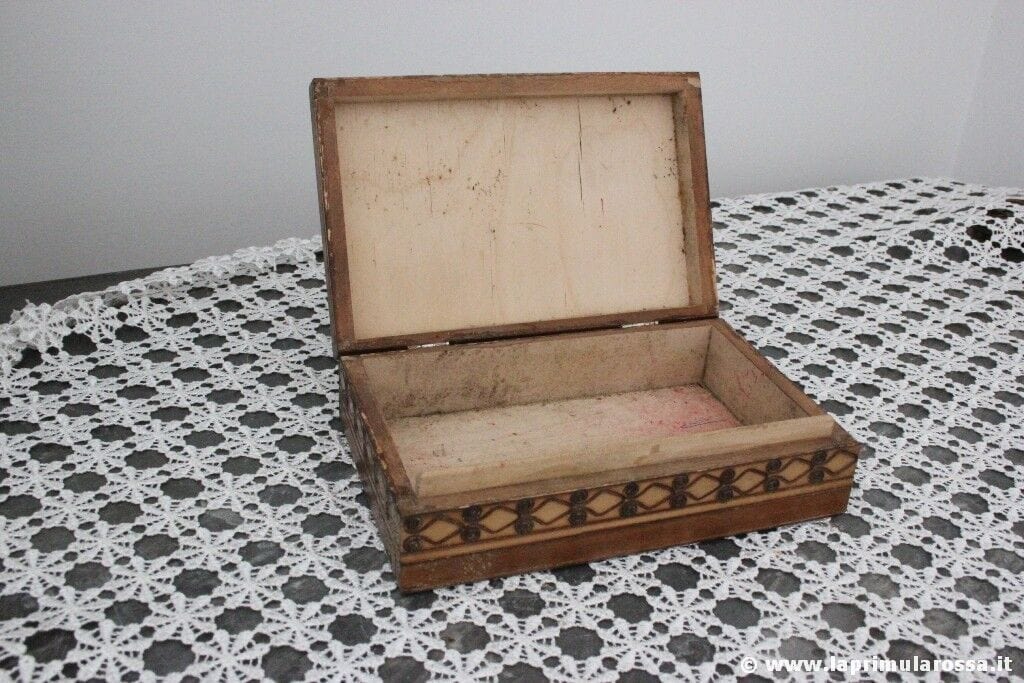 SCATOLA D'EPOCA IN LEGNO 18 x 11 - PORTAOGGETTI  - VINTAGE WOODEN BOX Scatole in legno