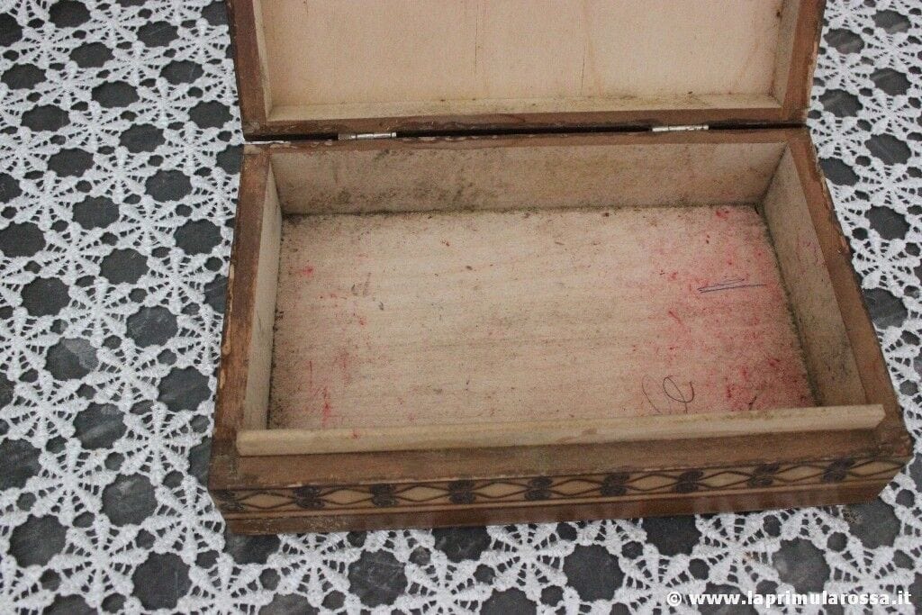 SCATOLA D'EPOCA IN LEGNO 18 x 11 - PORTAOGGETTI  - VINTAGE WOODEN BOX Scatole in legno