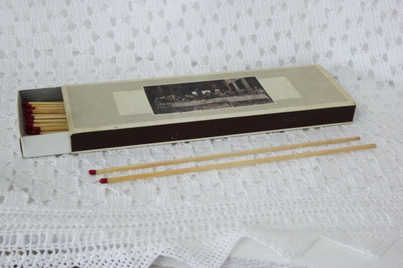 SCATOLA DI FIAMMIFERI LUNGHI DA PER CAMINO COLLEZIONE VINTAGE LEONARDO DA VINCI Oggetti per fumatori