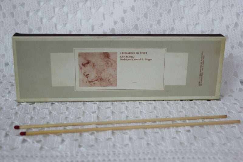 SCATOLA DI FIAMMIFERI LUNGHI DA PER CAMINO COLLEZIONE VINTAGE LEONARDO DA VINCI Oggetti per fumatori