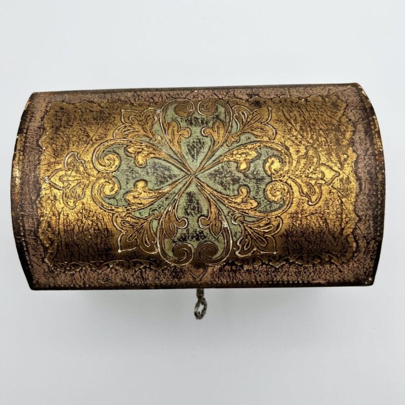 Scatola in legno vintage stile antica bauletto fiorentino con chiave portagioie Scatole in legno