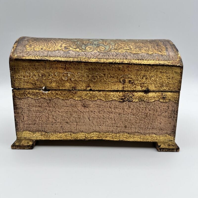 Scatola in legno vintage stile antica bauletto fiorentino con chiave portagioie Scatole in legno