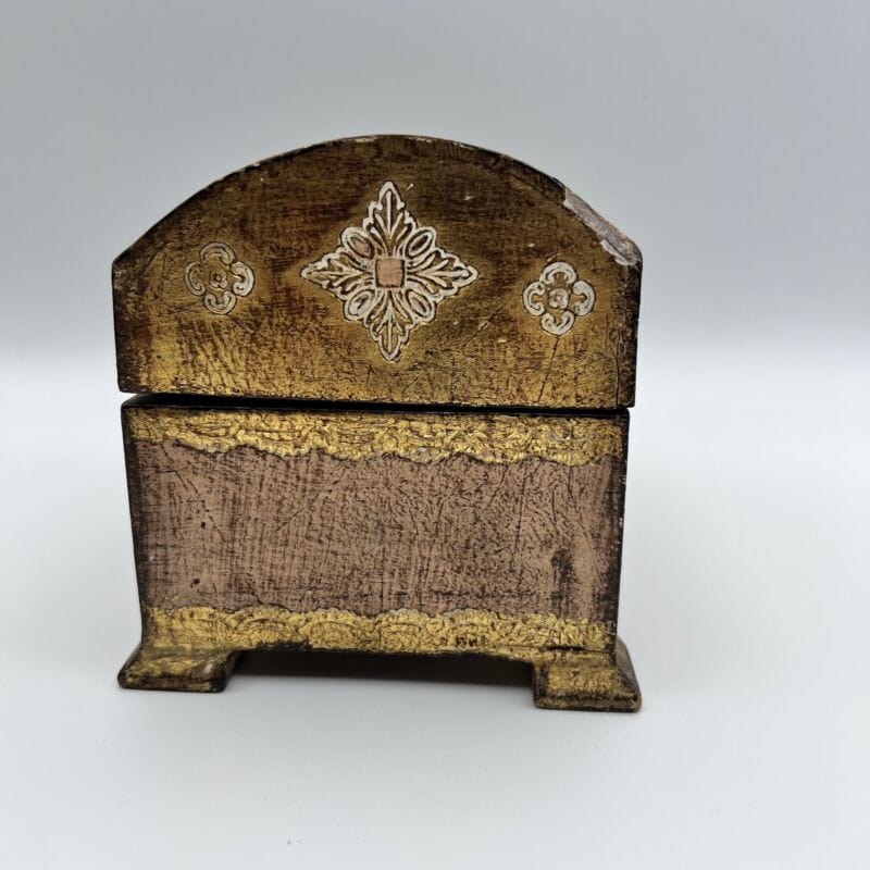 Scatola in legno vintage stile antica bauletto fiorentino con chiave portagioie Scatole in legno