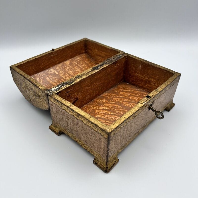 Scatola in legno vintage stile antica bauletto fiorentino con chiave portagioie Scatole in legno