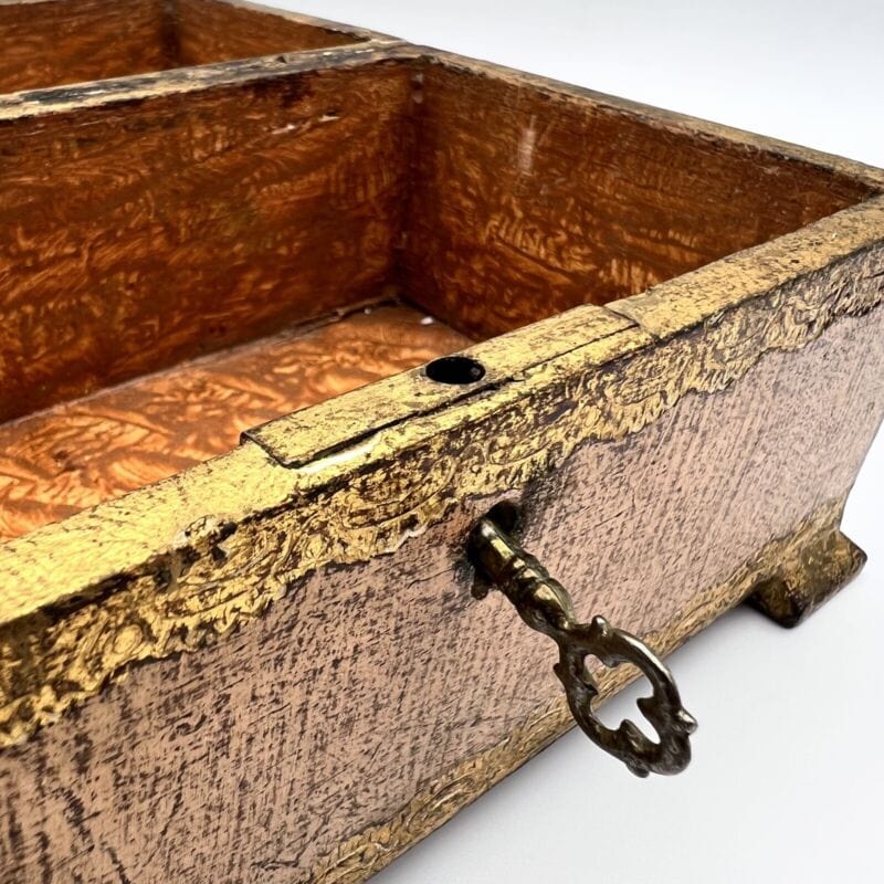 Scatola in legno vintage stile antica bauletto fiorentino con chiave portagioie Scatole in legno