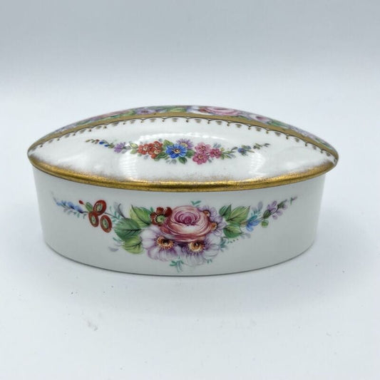 Scatola Portagioie antica in porcellana Stile Limoges dipinta a mano vintage Ceramiche e Porcellane
