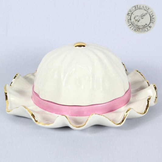Scatola portagioie vintage in porcellana a forma cappello porta gioielli Ceramiche e Porcellane