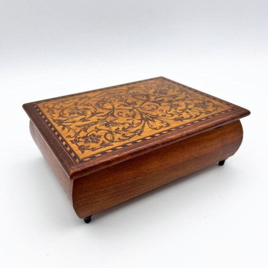 Scatola sorrentina vintage con portasigarette di sorrento in legno intarsiata Scatole in legno
