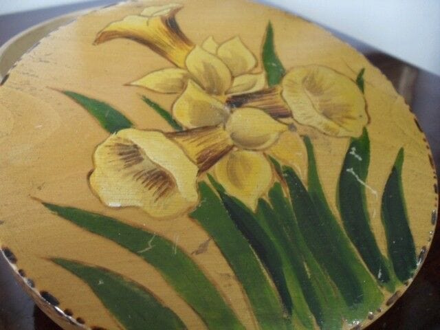 SCATOLA VINTAGE  IN LEGNO CON  DECORO FIORI  RETRO  WOODEN BOX Scatole in legno