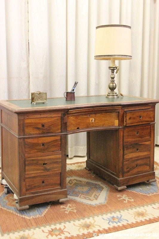 SCRIVANIA ANTICA IN LEGNO CON CASSETTI  SCRITTOIO ITALIANO ' 800 TAVOLO UFFICIO Arredamento