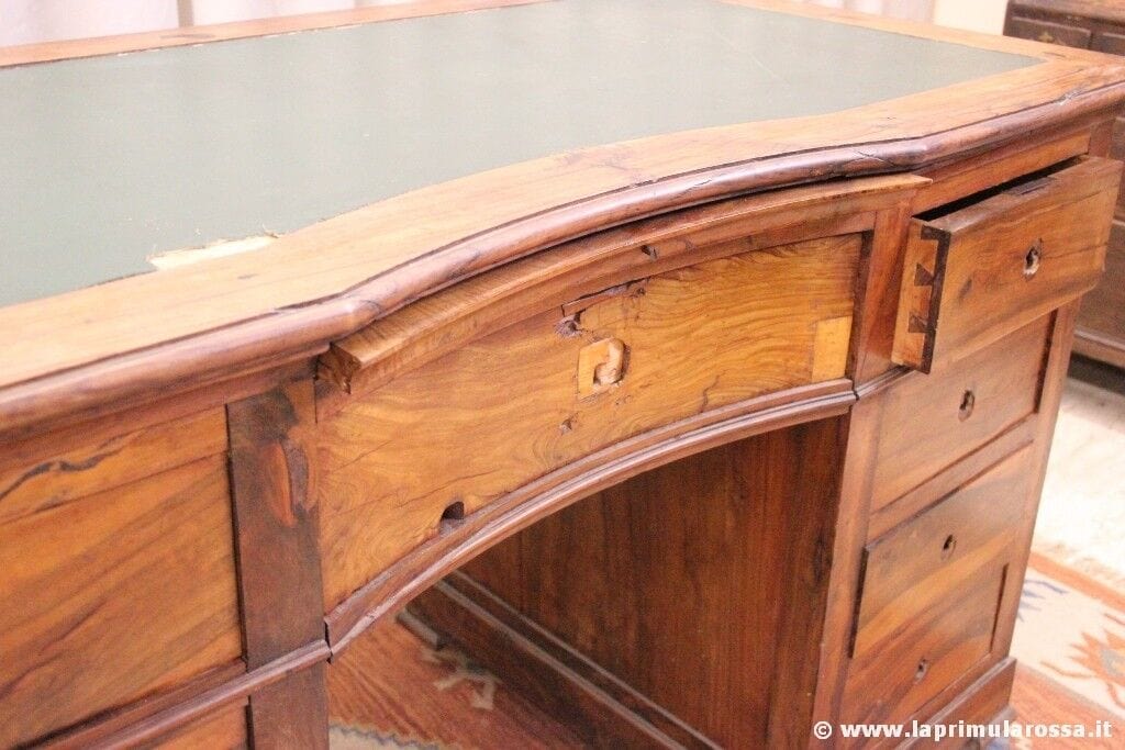 SCRIVANIA ANTICA IN LEGNO CON CASSETTI  SCRITTOIO ITALIANO ' 800 TAVOLO UFFICIO Arredamento