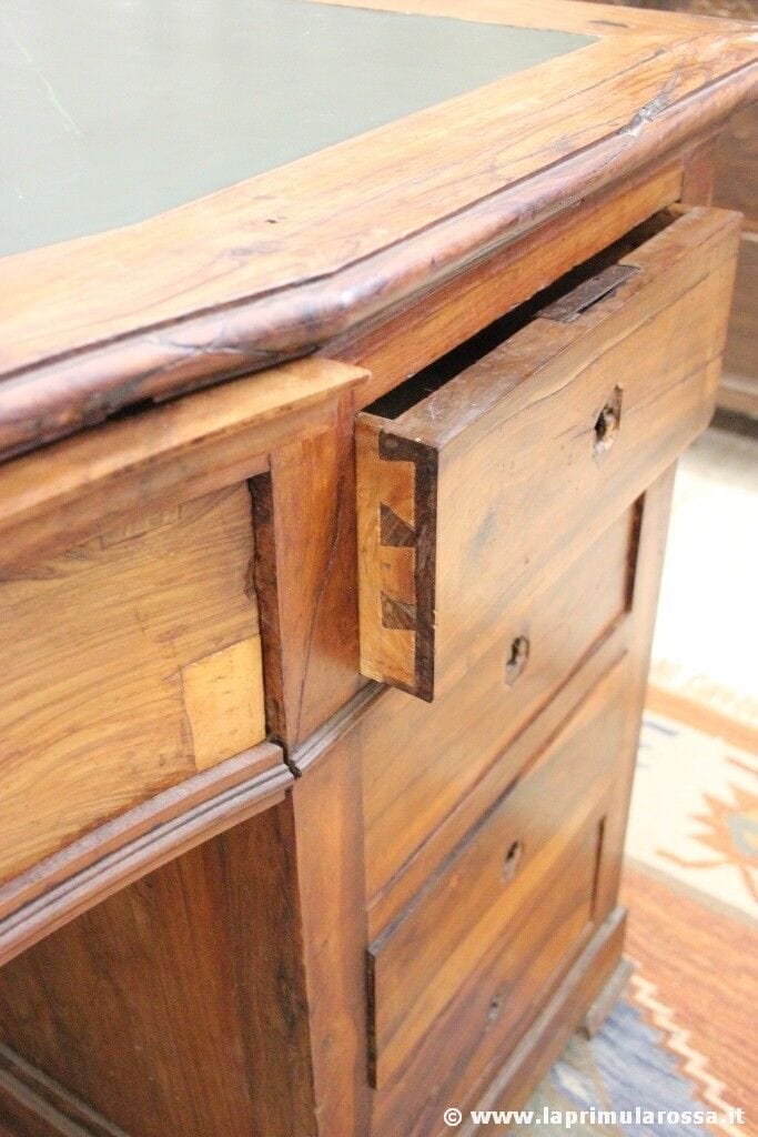 SCRIVANIA ANTICA IN LEGNO CON CASSETTI  SCRITTOIO ITALIANO ' 800 TAVOLO UFFICIO Arredamento