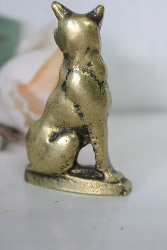 SCULTURA DI CANE D'EPOCA IN OTTONE h cm 5,5 - DOG VINTAGE SOLID BRASS WOLFHOUND Ottone
