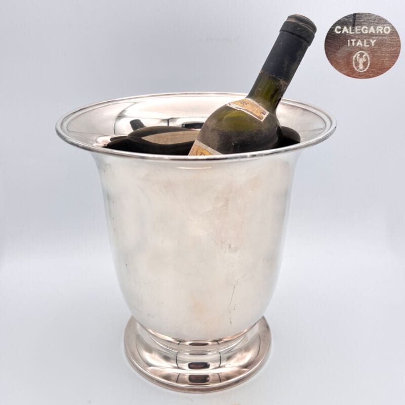 Secchiello champagne porta bottiglia vintage in argento silver plated cestello Sheffield & Argento