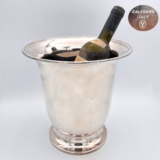Secchiello champagne porta bottiglia vintage in argento silver plated cestello Sheffield & Argento