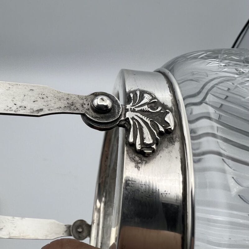 Secchiello portaghiaccio vintage in argento 800 e vetro molato cestello pinza Sheffield & Argento