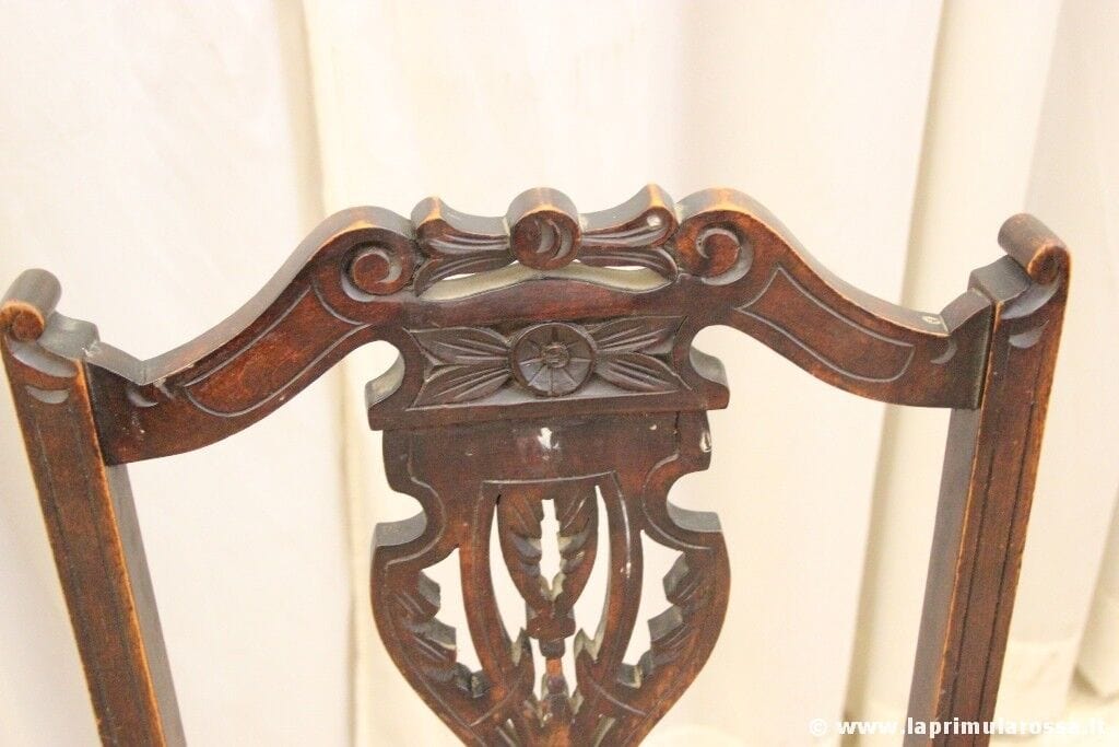 SEDIA ANTICA IN LEGNO SCHIENALE INTAGLIATO - VICTORIAN WOODEN CHAIR Arredamento