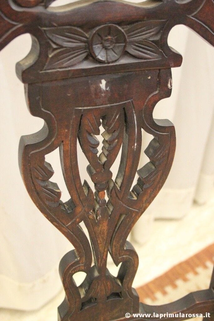 SEDIA ANTICA IN LEGNO SCHIENALE INTAGLIATO - VICTORIAN WOODEN CHAIR Arredamento